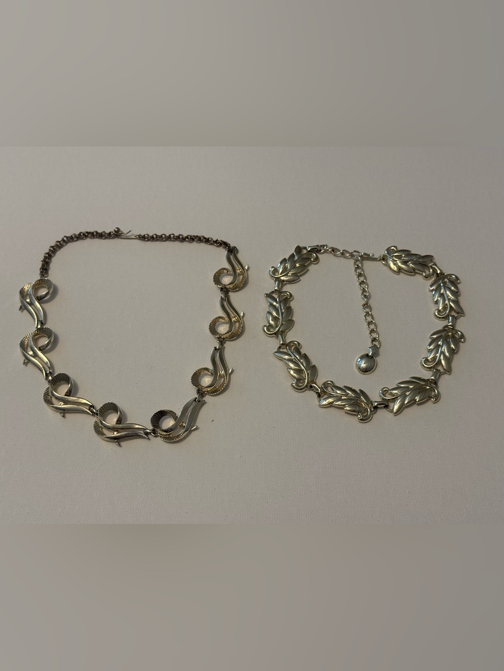 Vintage Goldtone Leaf and Swirl Necklace Lot - Elegant Women's Jewelry